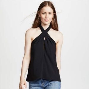 Amanda Uprichard black Beckett dressy keyhole halter top